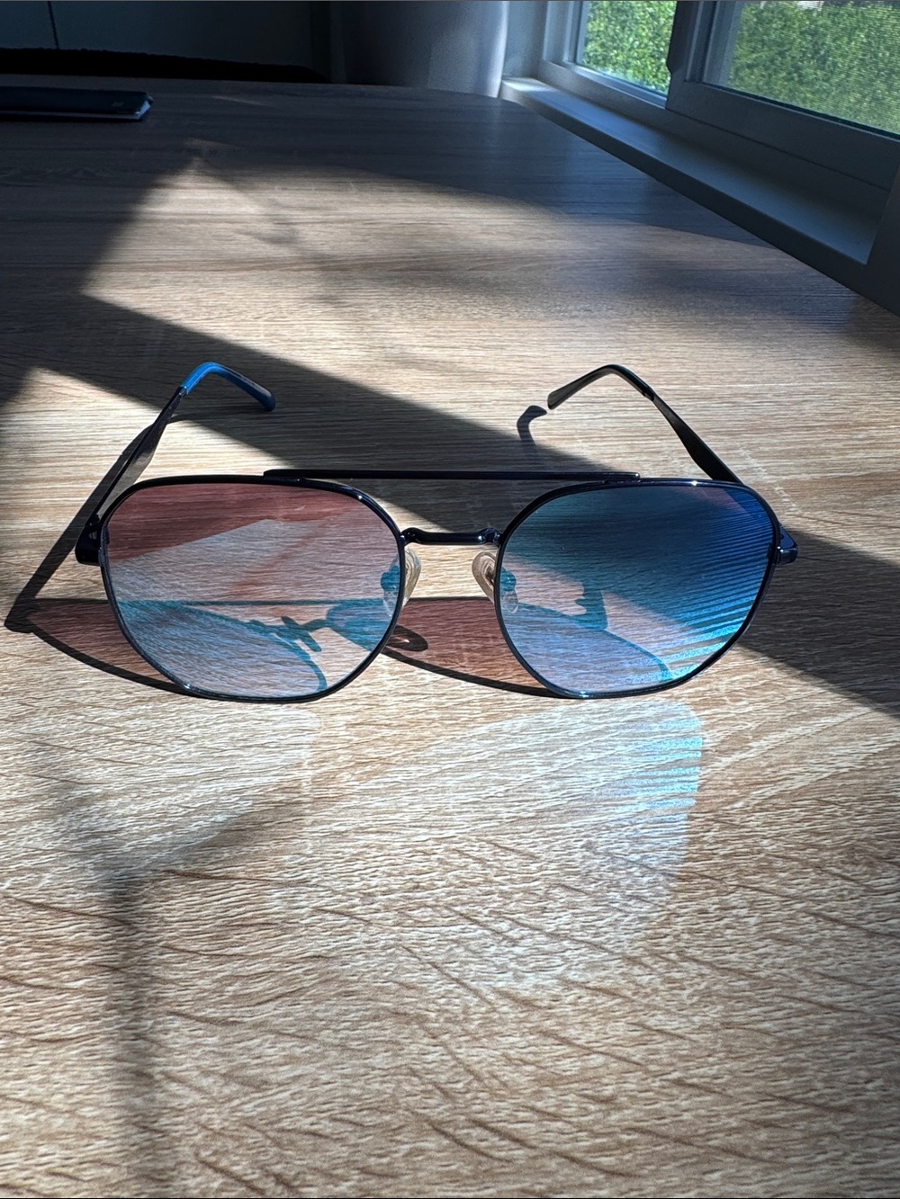 SOJOS Blue Gradient Lens Aviator Sunglasses